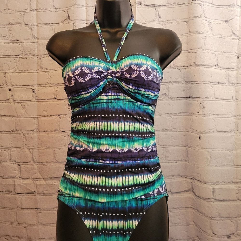 Bleu by Rod Beattie Printed Bandeau One-Piece Swimsuit